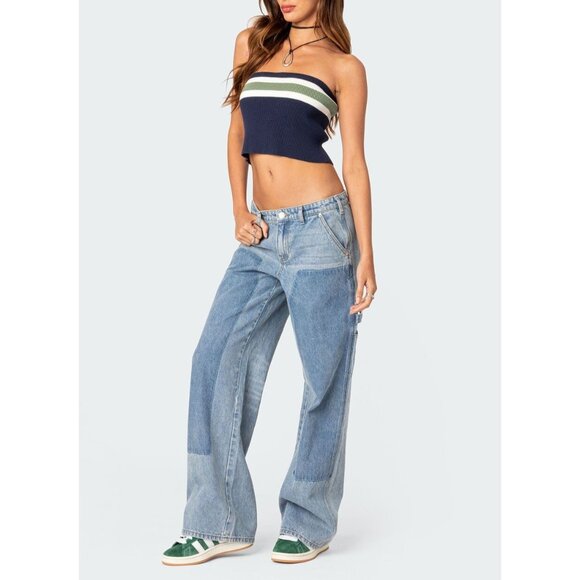 Edikted Faded Wash Low Rise Carpenter Jeans Women’s Size S - Picture 5 of 5